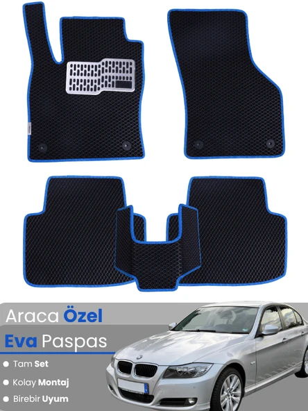 BMW 3 SERİSİ E90 SEDAN (2005-2013) Uyumlu EVA Paspas Tam Set–Araca Özel,Su Geçirmez ürün görseli 1