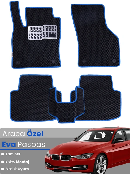 BMW 3 SERİSİ F30 SEDAN (2012-2019) Uyumlu EVA Paspas Tam Set–Araca Özel,Su Geçirmez ürün görseli 1