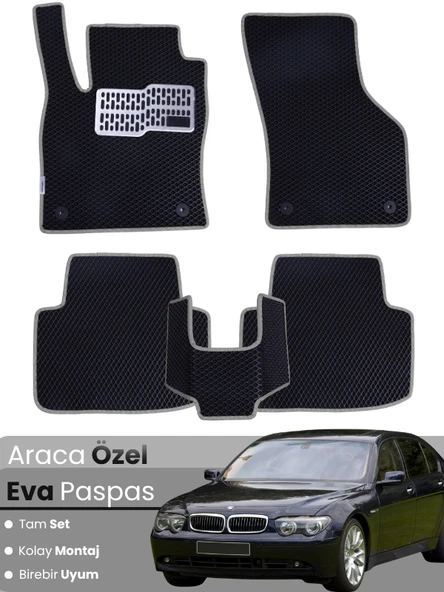 BMW 7 SERİSİ E66 LONG (2003-2009) Uyumlu EVA Paspas Tam Set–Araca Özel,Su Geçirmez ürün görseli 1