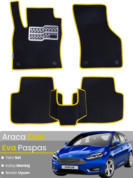 FORD FOCUS 3.5 HATCHBACK (2015-2018) Uyumlu EVA Paspas Tam Set–Araca Özel,Su Geçirmez ürün görseli 1