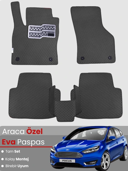 FORD FOCUS 3.5 HATCHBACK (2015-2018) Uyumlu EVA Paspas Tam Set–Araca Özel,Su Geçirmez ürün görseli 1
