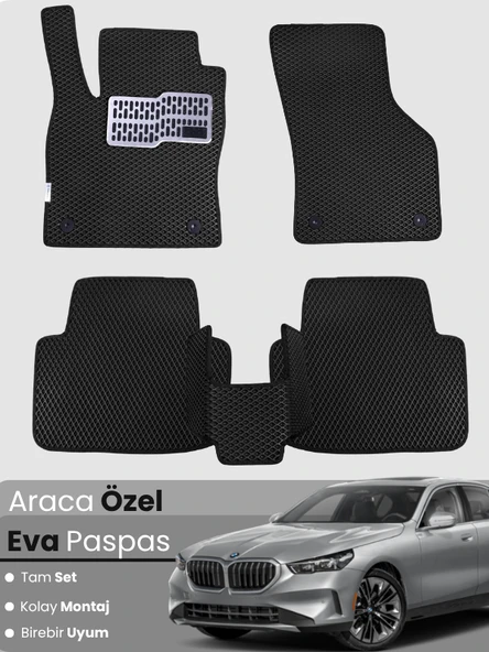BMW 5 SERİSİ G30 SEDAN (2017-2025) Uyumlu EVA Paspas Tam Set–Araca Özel,Su Geçirmez ürün görseli 1