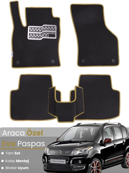 CİTROEN C3 PİCASSO (2009-2017) Uyumlu EVA Paspas Tam Set–Araca Özel,Su Geçirmez,Kolay Montaj ürün görseli 1