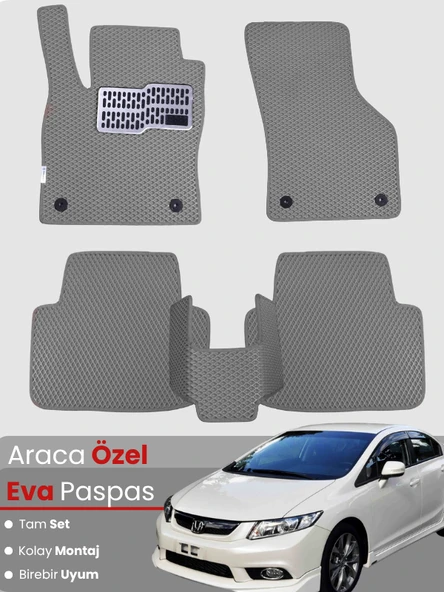 HONDA CİVİC FB7 SEDAN (2012-2015) Uyumlu EVA Paspas Tam Set–Araca Özel Tasarım,Su Geçirmez ürün görseli 1