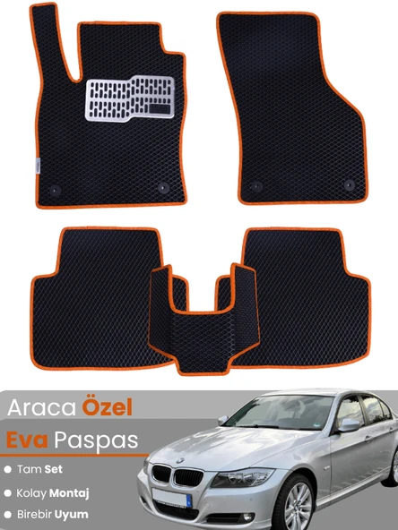 BMW 3 SERİSİ E90 SEDAN (2005-2013) Uyumlu EVA Paspas Tam Set–Araca Özel,Su Geçirmez ürün görseli 1