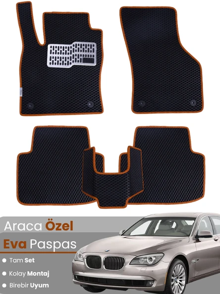BMW 7 SERİSİ F01 SHORT (2009-2015) Uyumlu EVA Paspas Tam Set–Araca Özel,Su Geçirmez ürün görseli 1