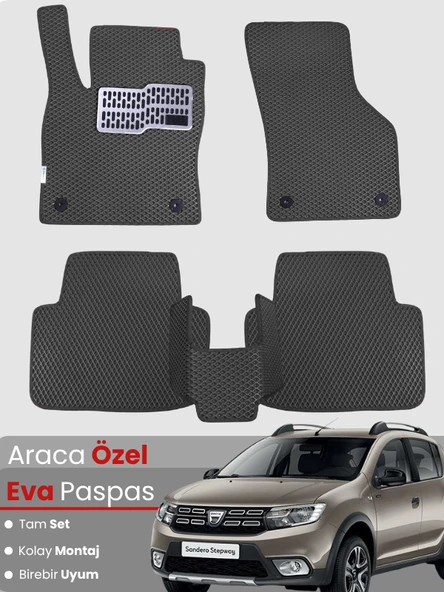 DACİA SANDERO STEPWAY (2012-2020) Uyumlu EVA Paspas Tam Set–Araca Özel,Su Geçirmez,Kolay Montaj ürün görseli 1