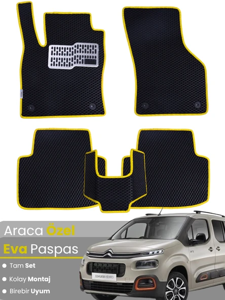 CİTROEN BERLİNGO (2018-2024) Uyumlu EVA Paspas Tam Set–Araca Özel,Su Geçirmez,Kolay Montaj ürün görseli 1