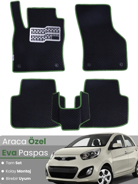KİA PİCANTO (2004-2011) Uyumlu EVA Paspas Tam Set–Araca Özel,Kolay Montaj,Su Geçirmez ürün görseli 1