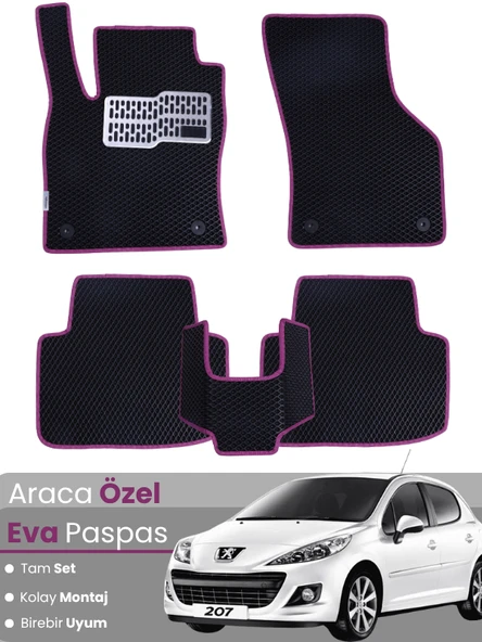 PEUGEOT 207 COUPE (2006-2014) Uyumlu EVA Paspas Tam Set–Araca Özel,Oto Paspas,Kolay Montaj ürün görseli 1
