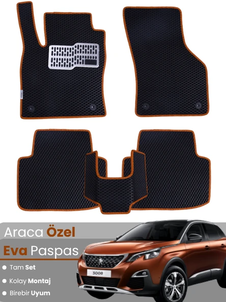 PEUGEOT 3008 (2017-2020) Uyumlu EVA Paspas Tam Set–Araca Özel,Oto Paspas ürün görseli 1