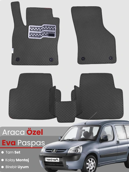 PEUGEOT PARTNER (1996-2008) Uyumlu EVA Paspas Tam Set–Araca Özel,Oto Paspas ürün görseli 1
