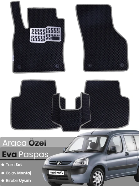 PEUGEOT PARTNER (1996-2008) Uyumlu EVA Paspas Tam Set–Araca Özel,Oto Paspas ürün görseli 1