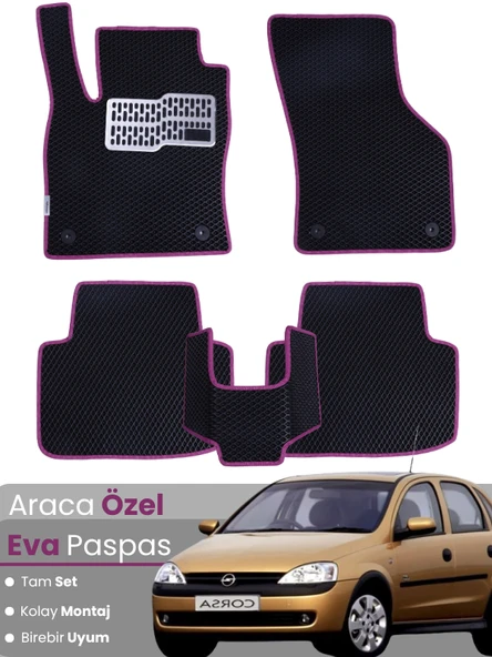 OPEL CORSA C (2000-2006) Uyumlu EVA Paspas Tam Set–Araca Özel,Kolay Montaj,Oto Paspas ürün görseli 1