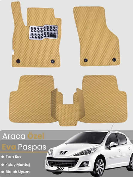 PEUGEOT 207 COUPE (2006-2014) Uyumlu EVA Paspas Tam Set–Araca Özel,Oto Paspas,Kolay Montaj ürün görseli 1