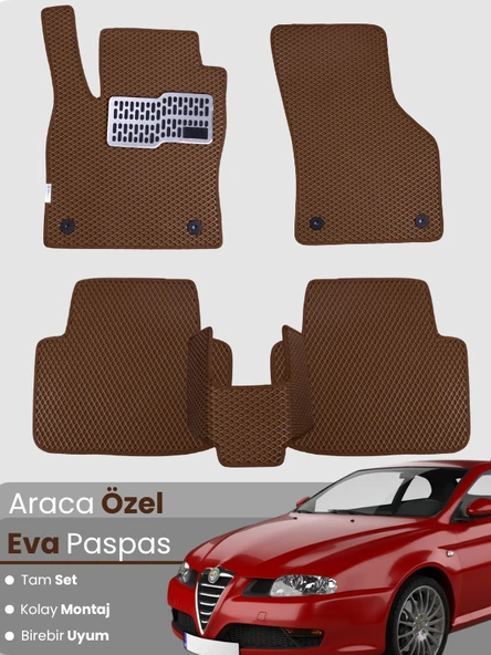ALFA ROMEO GT COUPE (2003-2010) Uyumlu EVA Paspas Tam Set–Araca Özel,Kolay Montaj,Su Geçirmez ürün görseli 1