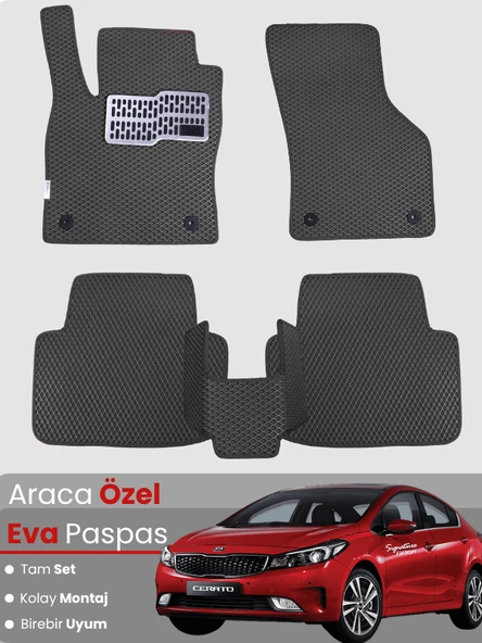 KİA CERATO (2013-2018) Uyumlu EVA Paspas Tam Set–Araca Özel,Kolay Montaj,Su Geçirmez ürün görseli 1