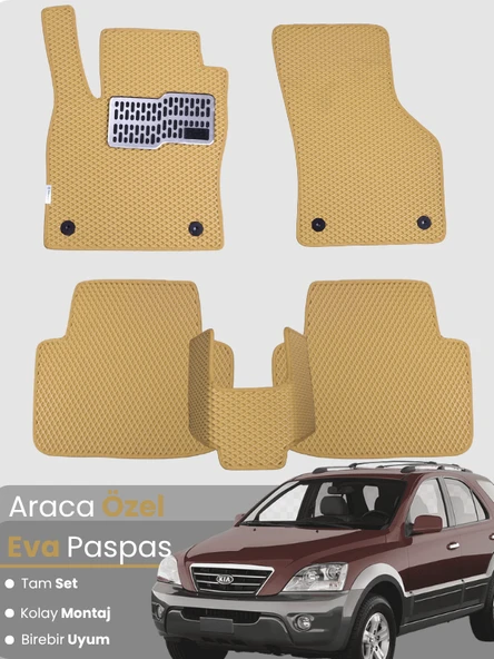 KİA SORENTO (2002-2009) Uyumlu EVA Paspas Tam Set–Araca Özel,Kolay Montaj,Su Geçirmez ürün görseli 1