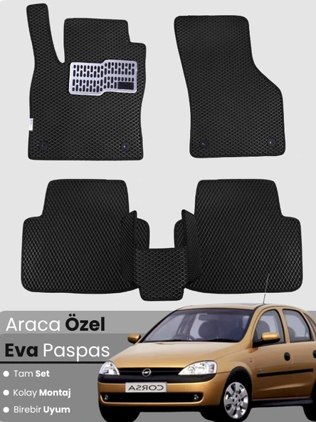 OPEL CORSA C (2000-2006) Uyumlu EVA Paspas Tam Set–Araca Özel,Kolay Montaj,Oto Paspas ürün görseli 1