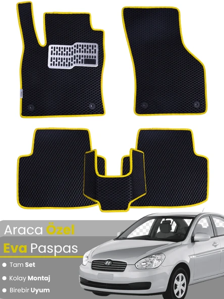 HYUNDAİ ACCENT ERA (2005-2011) Uyumlu EVA Paspas Tam Set–Araca Özel,Kolay Montaj,Su Geçirmez ürün görseli 1