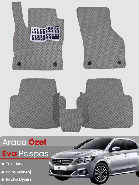 PEUGEOT 301 (2012-2025) Uyumlu EVA Paspas Tam Set–Araca Özel,Oto Paspas,Kolay Montaj ürün görseli 1