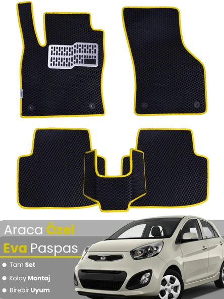 KİA PİCANTO (2004-2011) Uyumlu EVA Paspas Tam Set–Araca Özel,Kolay Montaj,Su Geçirmez ürün görseli 1