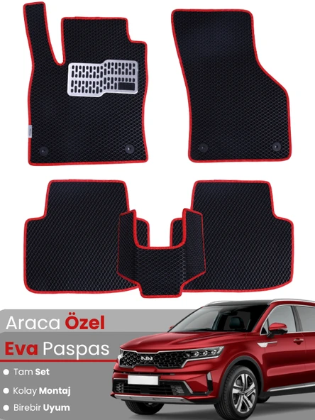 KİA SORENTO 7 KİŞİLİK (2015-2021) Uyumlu EVA Paspas Tam Set–Araca Özel,Kolay Montaj,Su Geçirmez ürün görseli 1