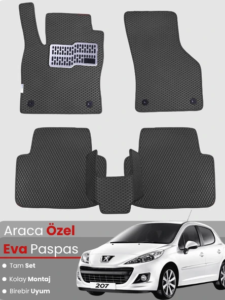 PEUGEOT 207 COUPE (2006-2014) Uyumlu EVA Paspas Tam Set–Araca Özel,Oto Paspas,Kolay Montaj ürün görseli 1