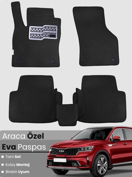 KİA SORENTO 7 KİŞİLİK (2015-2021) Uyumlu EVA Paspas Tam Set–Araca Özel,Kolay Montaj,Su Geçirmez ürün görseli 1