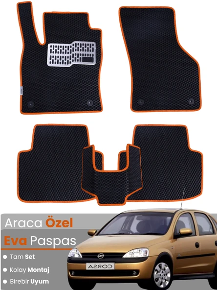 OPEL CORSA C (2000-2006) Uyumlu EVA Paspas Tam Set–Araca Özel,Kolay Montaj,Oto Paspas ürün görseli 1