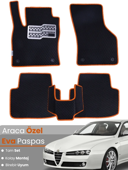 ALFA ROMEO 159 (2005-2011) Uyumlu EVA Paspas Tam Set–Araca Özel,Kolay Montaj,Su Geçirmez ürün görseli 1