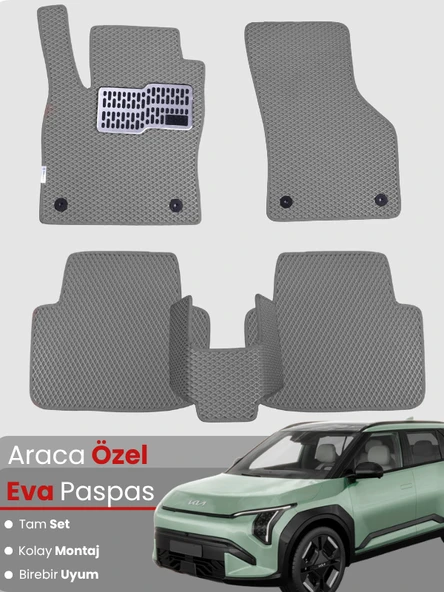KİA EV3 (2024-2025) Uyumlu EVA Paspas Tam Set–Araca Özel,Kolay Montaj,Su Geçirmez ürün görseli 1