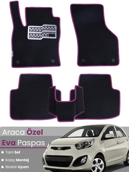 KİA PİCANTO (2004-2011) Uyumlu EVA Paspas Tam Set–Araca Özel,Kolay Montaj,Su Geçirmez ürün görseli 1