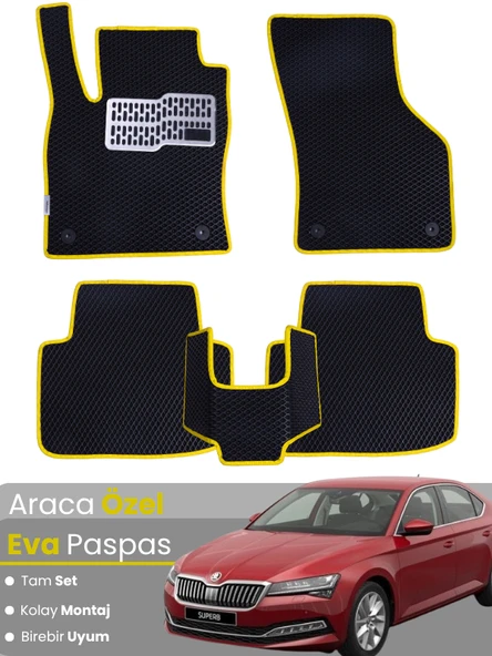 SKODA SUPER B (2015-2023) Uyumlu EVA Paspas Tam Set–Oto Paspas,Araca Özel,Kolay Montaj ürün görseli 1