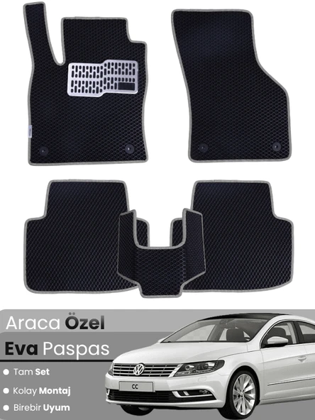 VOLKSWAGEN PASSAT CC (2008-2016) Uyumlu EVA Paspas Tam Set–Oto Paspas,Araca Özel,Su Geçirmez ürün görseli 1