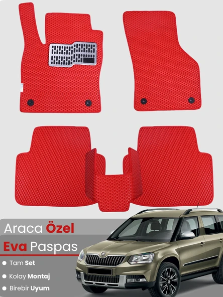 SKODA YETİ (2009-2017) Uyumlu EVA Paspas Tam Set–Oto Paspas,Araca Özel,Kolay Montaj ürün görseli 1