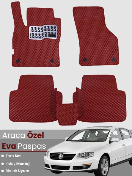 VOLKSWAGEN PASSAT B6 (2005-2010) Uyumlu EVA Paspas Tam Set–Oto Paspas,Araca Özel,Su Geçirmez ürün görseli 1