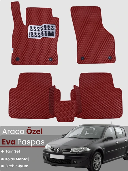 RENAULT MEGANE 2 HATCHBACK (2002-2008) Uyumlu EVA Paspas Tam Set–Oto Paspas,Araca Özel ürün görseli 1