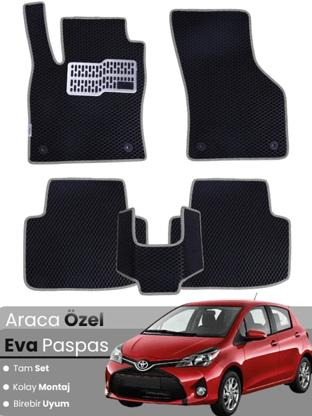 TOYOTA YARİS (2013-2019) Uyumlu EVA Paspas Tam Set–Oto Paspas,Araca Özel,Su Geçirmez ürün görseli 1