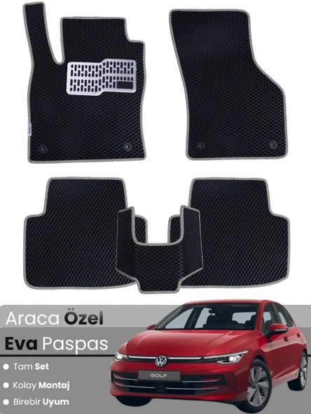 VOLKSWAGEN GOLF 8,5 (2024-2025) Uyumlu EVA Paspas Tam Set–Oto Paspas,Araca Özel,Su Geçirmez ürün görseli 1