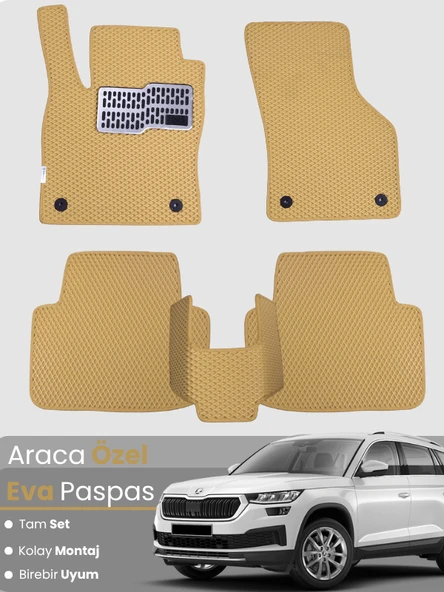 SKODA KODİAQ (2017-2023) Uyumlu EVA Paspas Tam Set–Oto Paspas,Araca Özel,Kolay Montaj ürün görseli 1