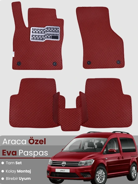 VOLKSWAGEN CADDY (2011-2020) Uyumlu EVA Paspas Tam Set–Oto Paspas,Araca Özel,Su Geçirmez ürün görseli 1