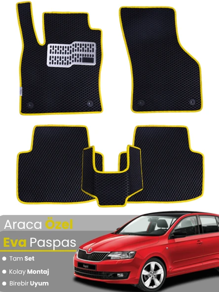 SKODA FABİA 3 (2014-2021) Uyumlu EVA Paspas Tam Set–Oto Paspas,Araca Özel,Kolay Montaj ürün görseli 1