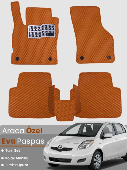 TOYOTA YARİS (2005-2012) Uyumlu EVA Paspas Tam Set–Oto Paspas,Araca Özel,Su Geçirmez ürün görseli 1