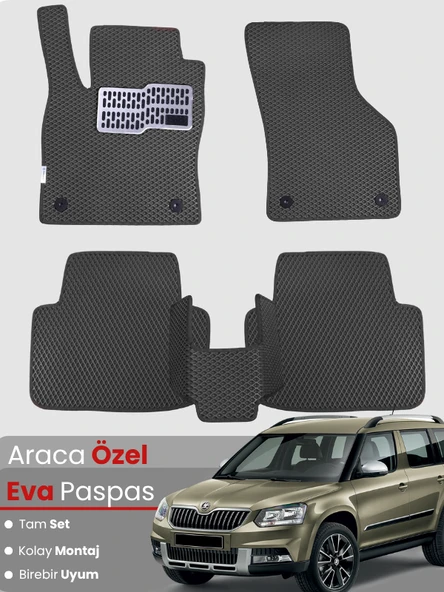 SKODA YETİ (2009-2017) Uyumlu EVA Paspas Tam Set–Oto Paspas,Araca Özel,Kolay Montaj ürün görseli 1
