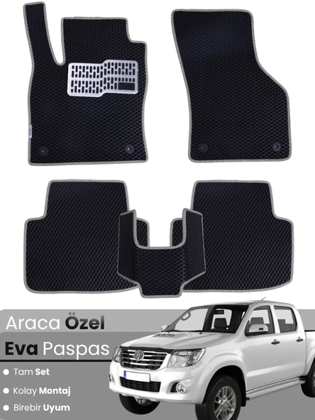 TOYOTA HİLUX (2004-2015) Uyumlu EVA Paspas Tam Set–Oto Paspas,Araca Özel,Su Geçirmez ürün görseli 1