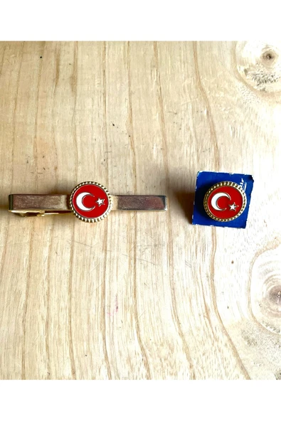 SANAT TACİRİ MİNELİ TÜRK BAYRAĞI TEMALI KRAVAT İĞNESİ VE BAYRAK ROZET ürün görseli 1