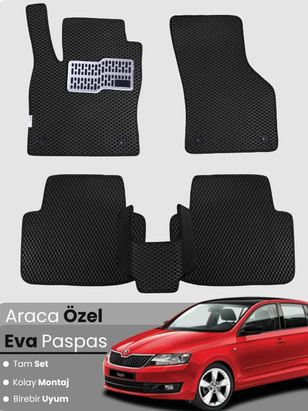 SKODA FABİA 3 (2014-2021) Uyumlu EVA Paspas Tam Set–Oto Paspas,Araca Özel,Kolay Montaj ürün görseli 1