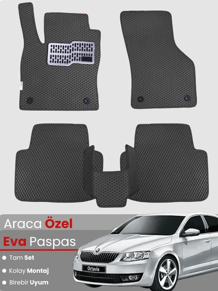 SKODA OCTAVİA A5 (2004-2012) Uyumlu EVA Paspas Tam Set–Oto Paspas,Araca Özel,Kolay Montaj ürün görseli 1