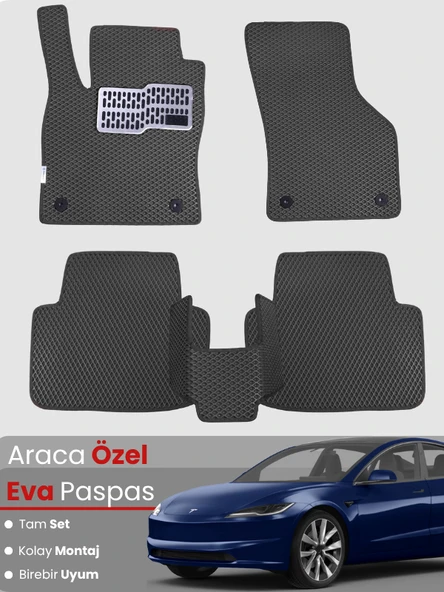 TESLA MODEL 3 (2021-2025) Uyumlu EVA Paspas Tam Set–Oto Paspas,Araca Özel,Kolay Montaj ürün görseli 1